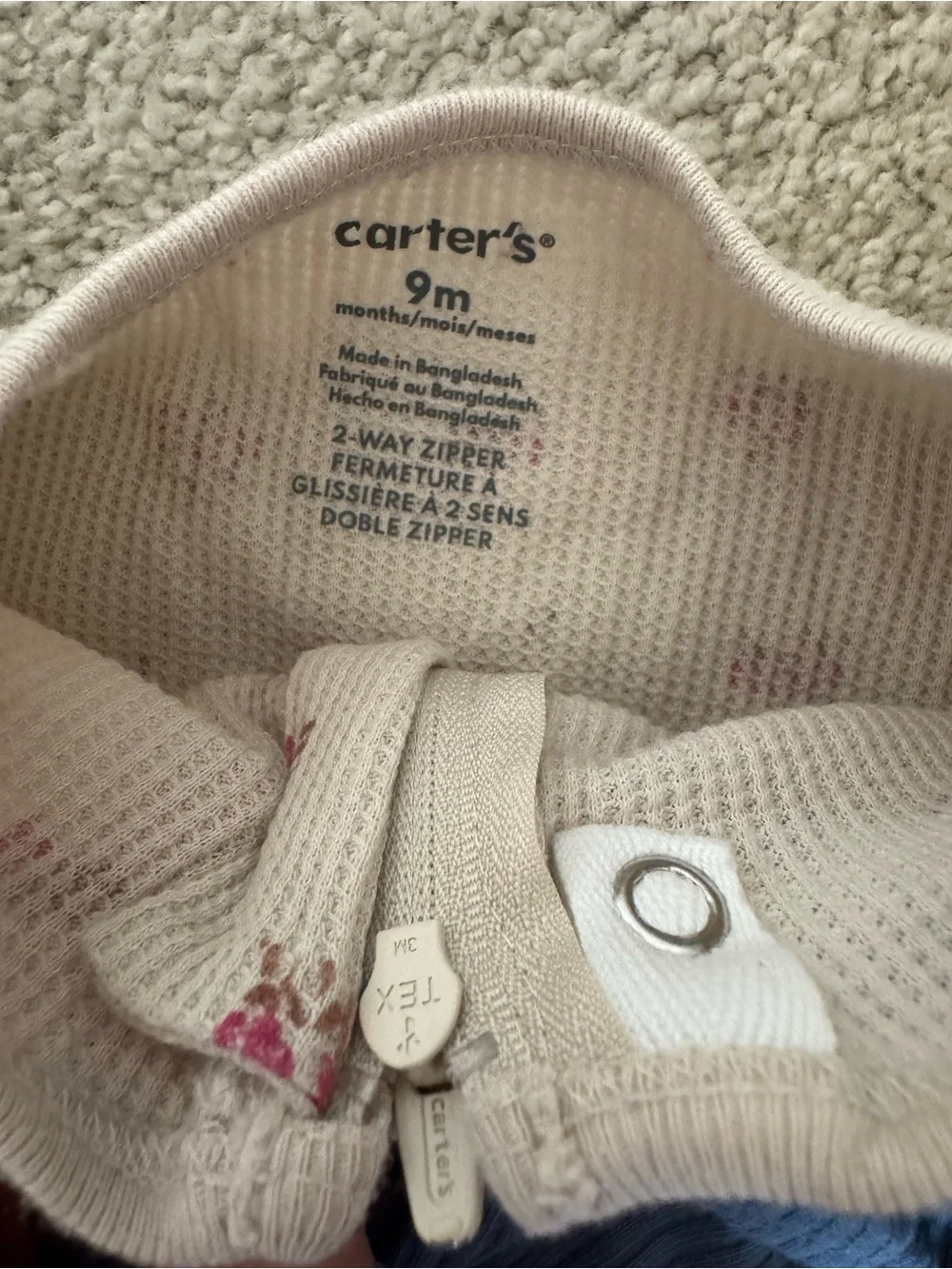 Carter's Pink Ribbed Baby One-Piece Sleepsuit - bundle of 3
